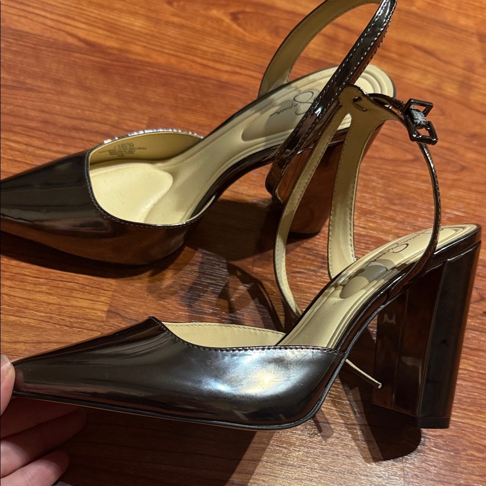 Jessica Simpson Metalic Silver Block Heels